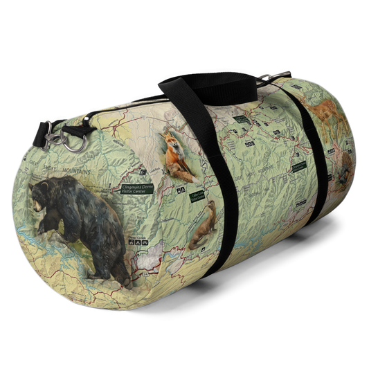 GREAT SMOKY MOUNTAINS NATIONAL PARK Duffle Bag - Vintage Map with Wildlife