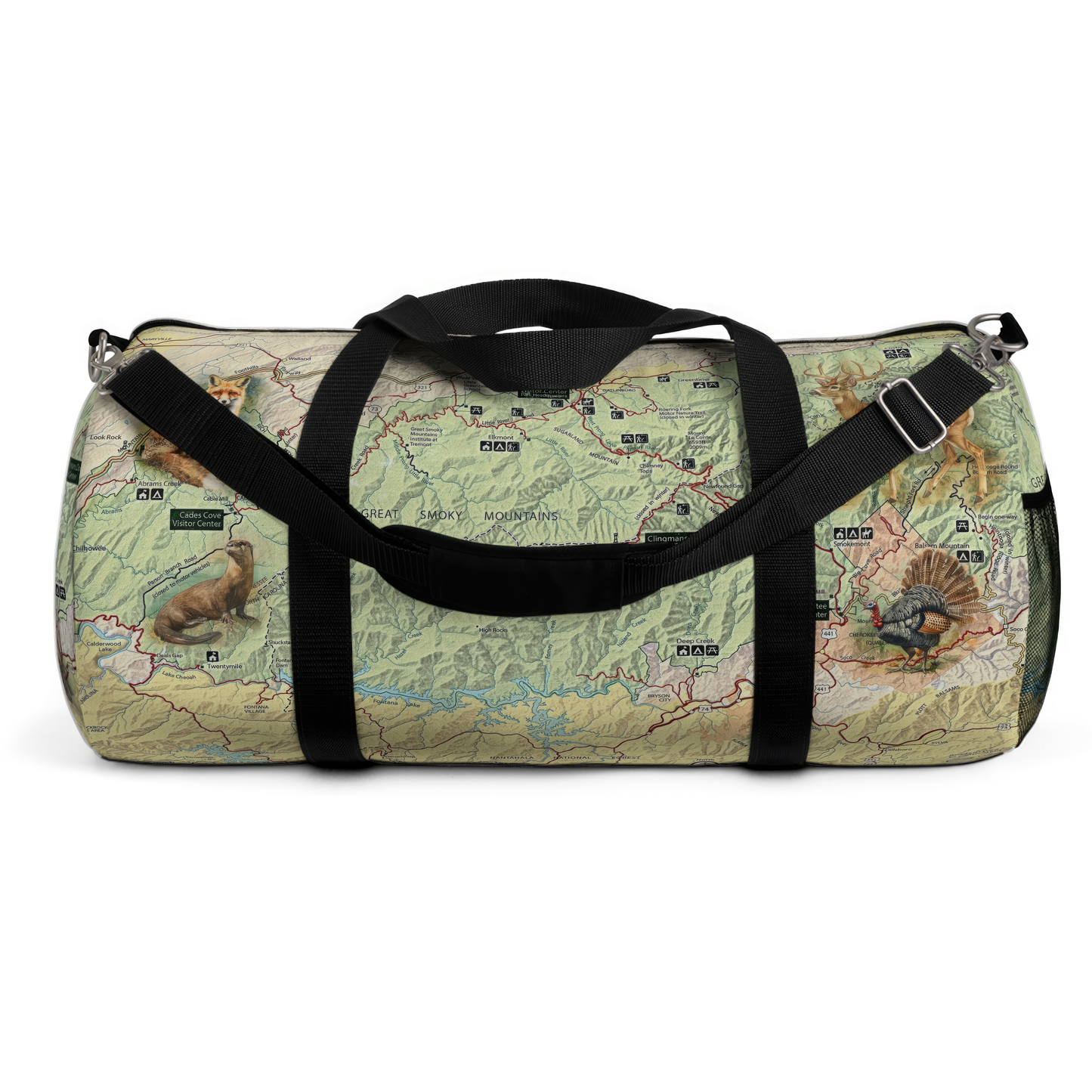 GREAT SMOKY MOUNTAINS NATIONAL PARK Duffle Bag - Vintage Map with Wildlife