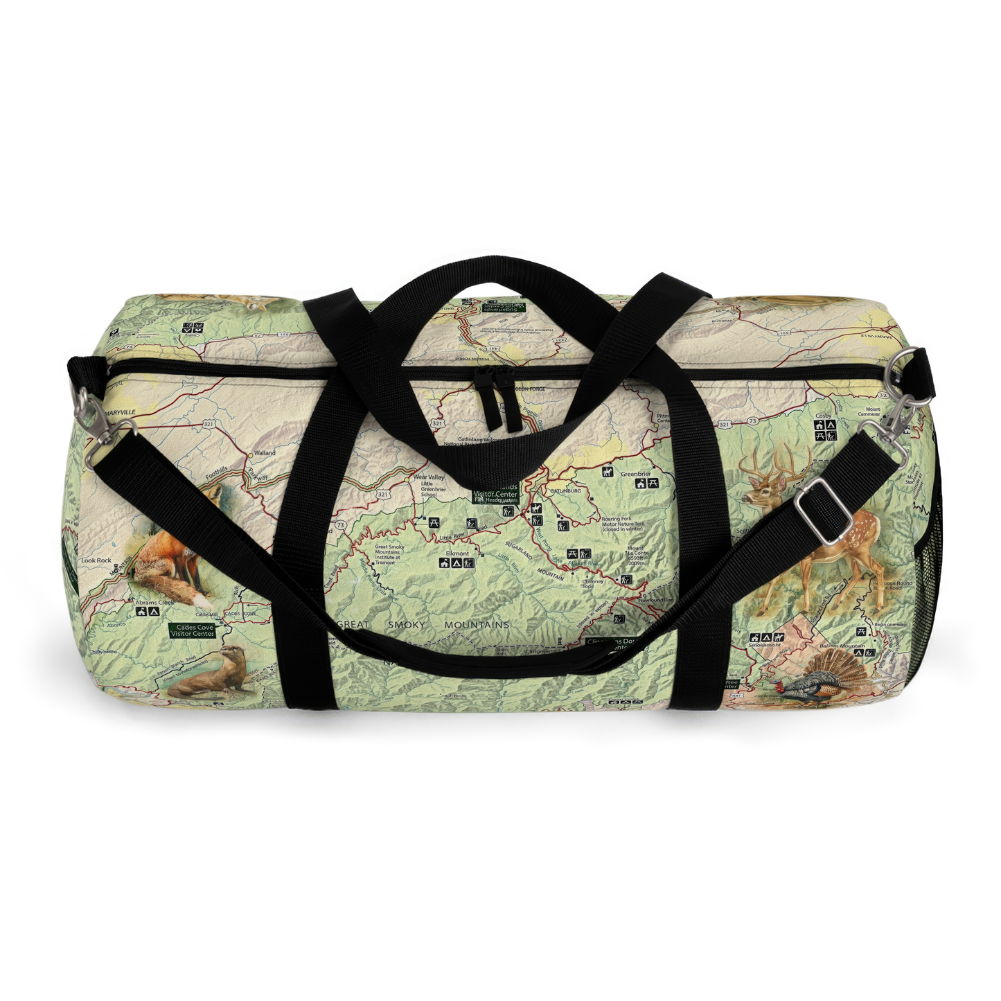 GREAT SMOKY MOUNTAINS NATIONAL PARK Duffle Bag - Vintage Map with Wildlife