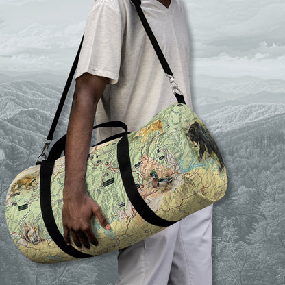 GREAT SMOKY MOUNTAINS NATIONAL PARK Duffle Bag - Vintage Map with Wildlife