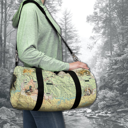 GREAT SMOKY MOUNTAINS NATIONAL PARK Duffle Bag - Vintage Map with Wildlife