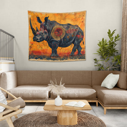 RHINO AFRICAN TRIBAL - Wall Tapestry