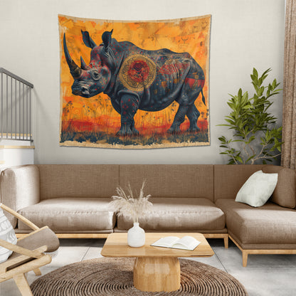 RHINO AFRICAN TRIBAL - Wall Tapestry