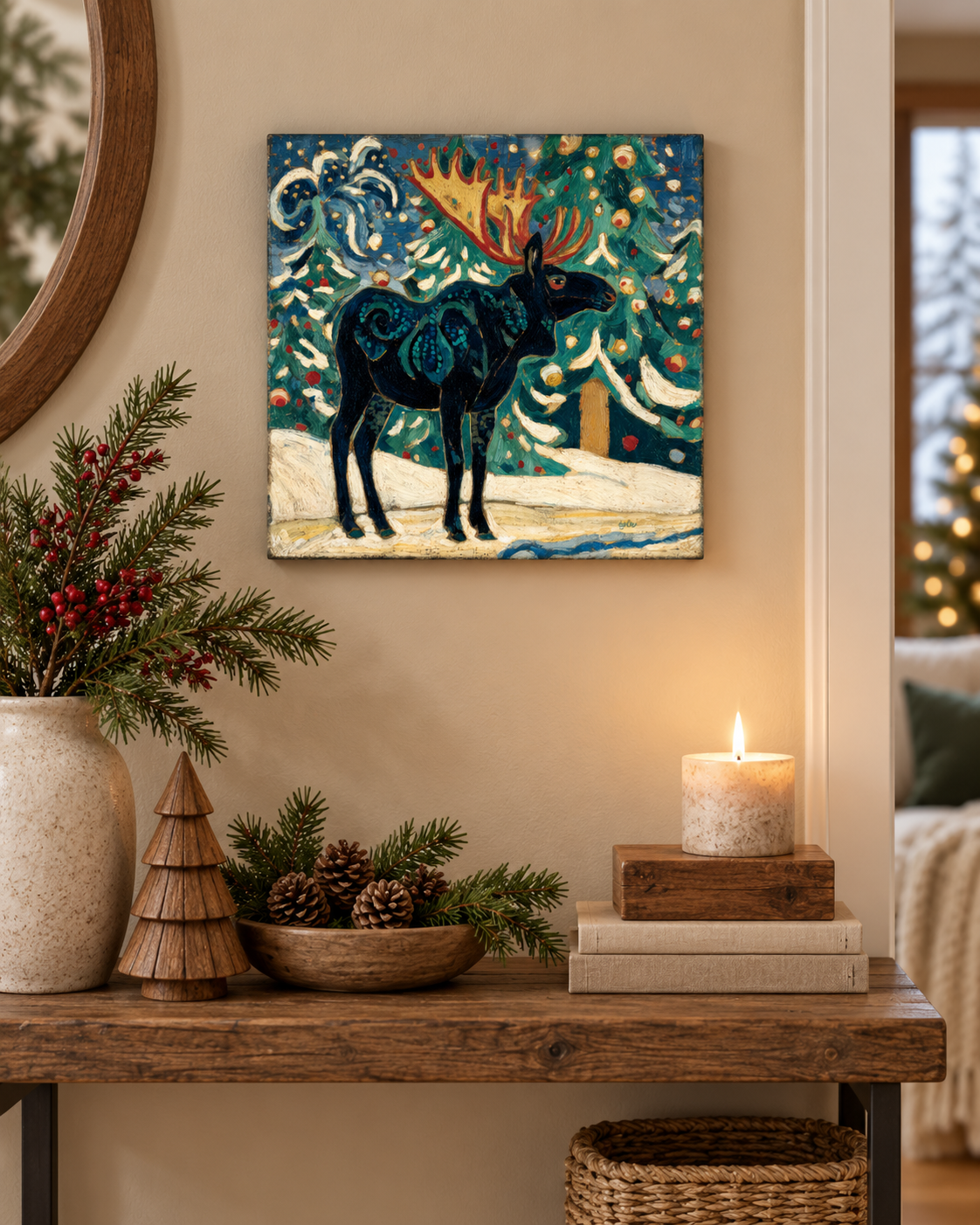 SNOWY NIGHT MOOSE