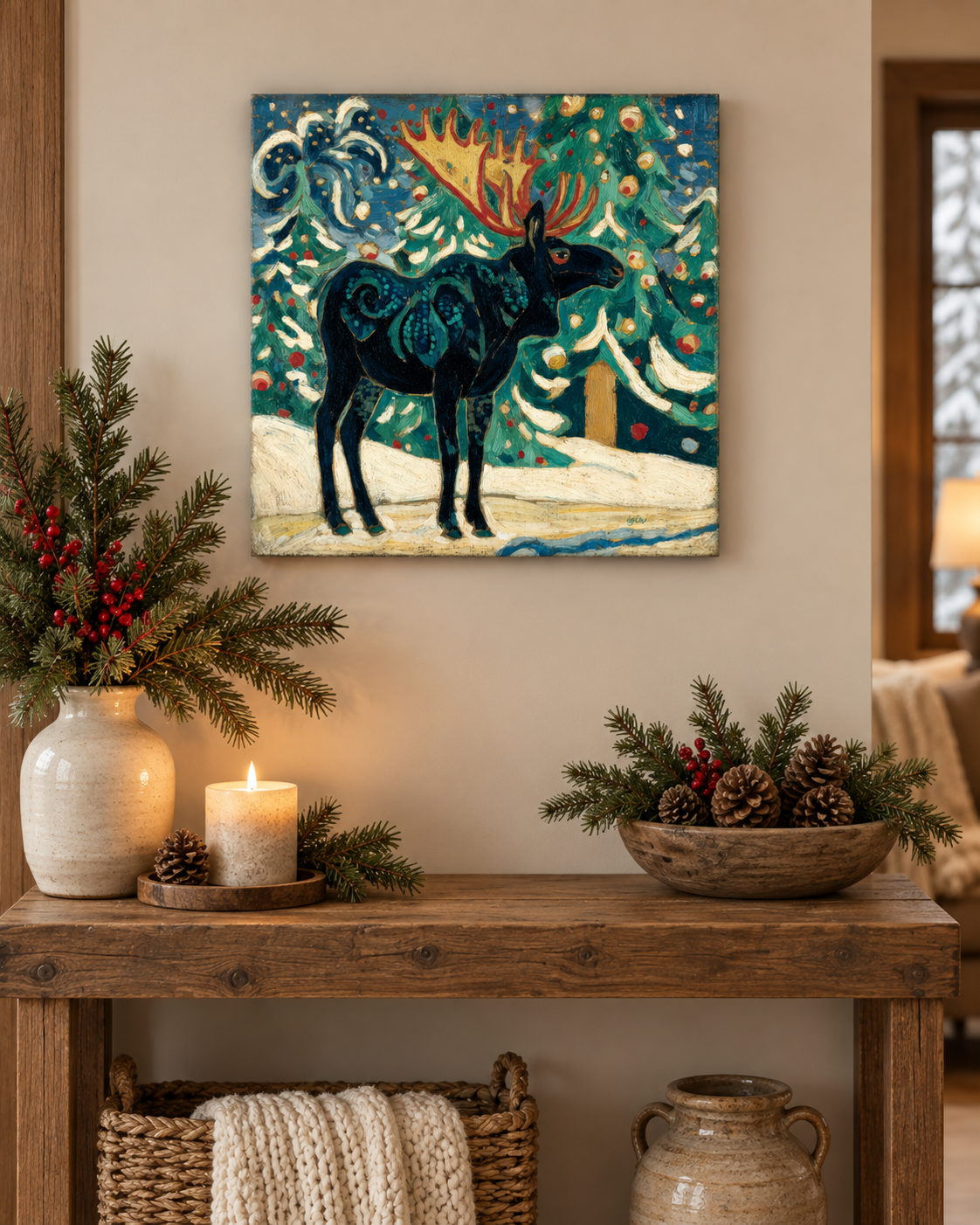 SNOWY NIGHT MOOSE
