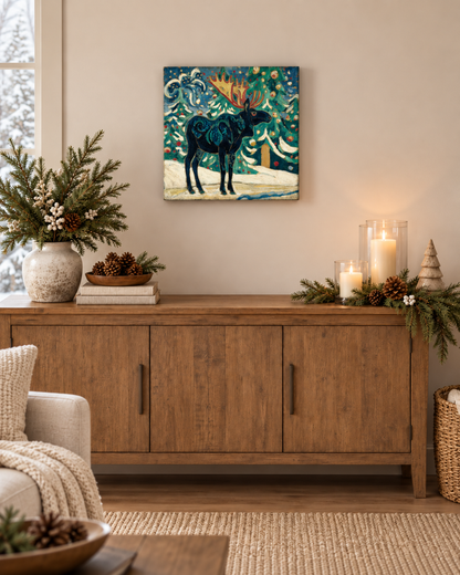 SNOWY NIGHT MOOSE