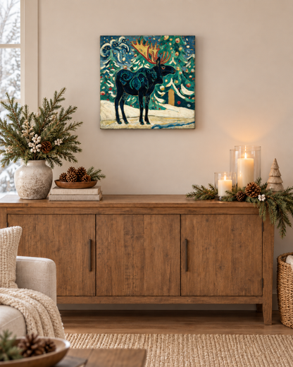SNOWY NIGHT MOOSE