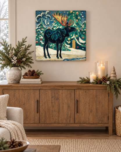 SNOWY NIGHT MOOSE