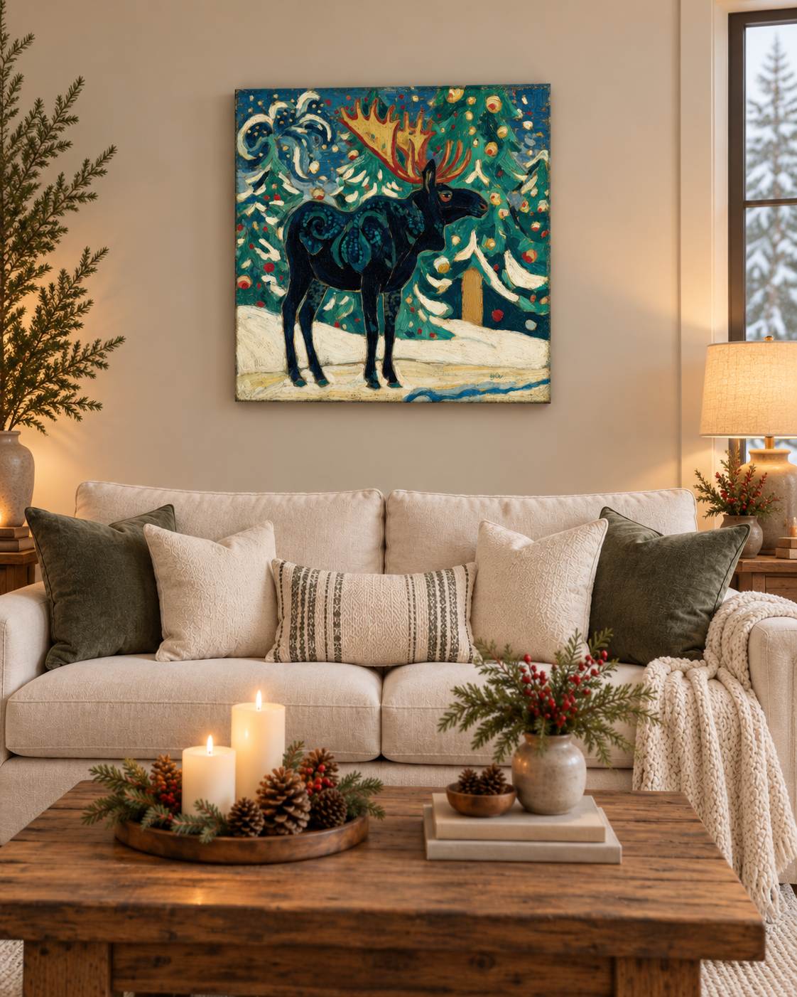 SNOWY NIGHT MOOSE