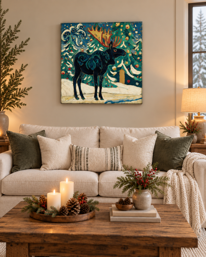 SNOWY NIGHT MOOSE