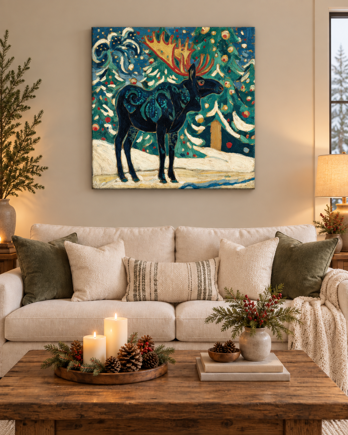 SNOWY NIGHT MOOSE