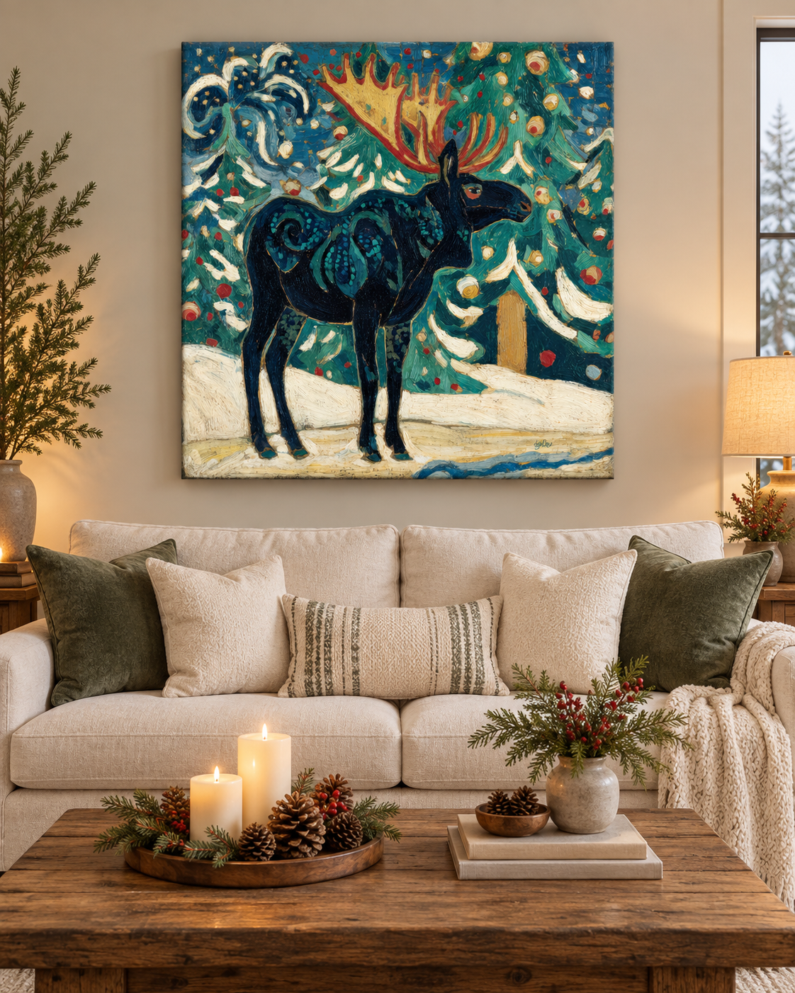 SNOWY NIGHT MOOSE