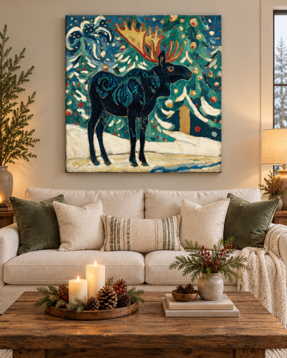 SNOWY NIGHT MOOSE