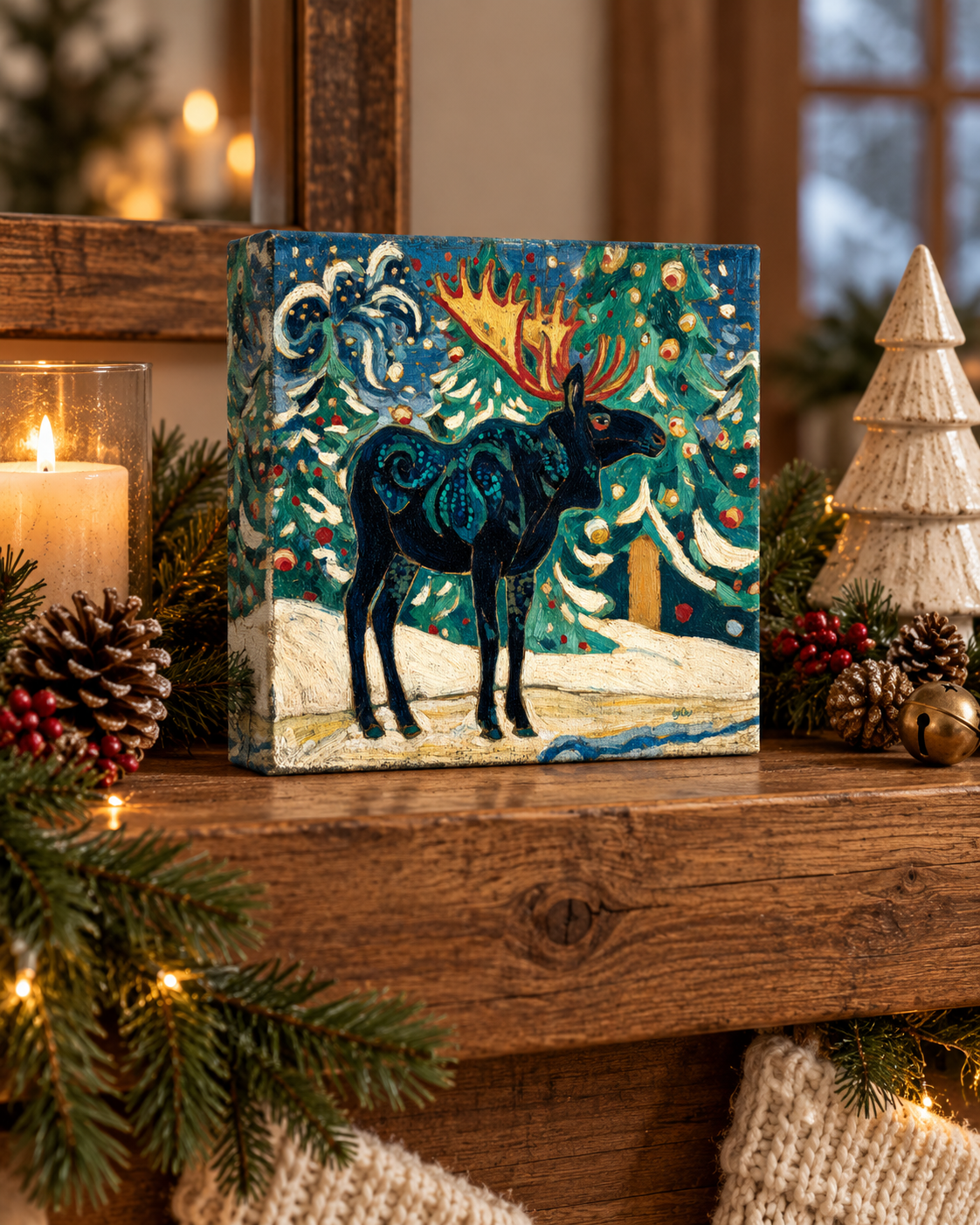 SNOWY NIGHT MOOSE