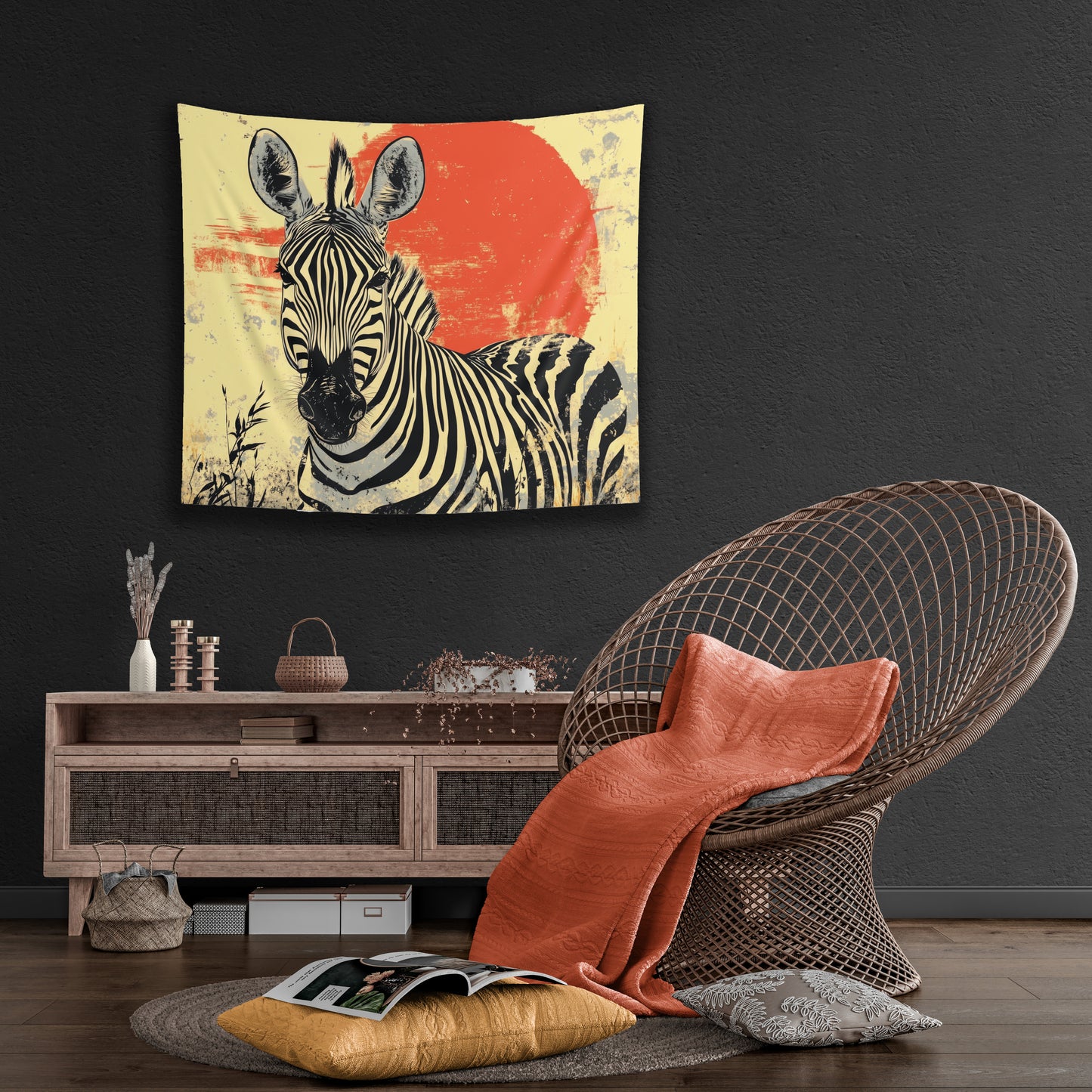 WARM SUN ZEBRA - Wall Tapestry