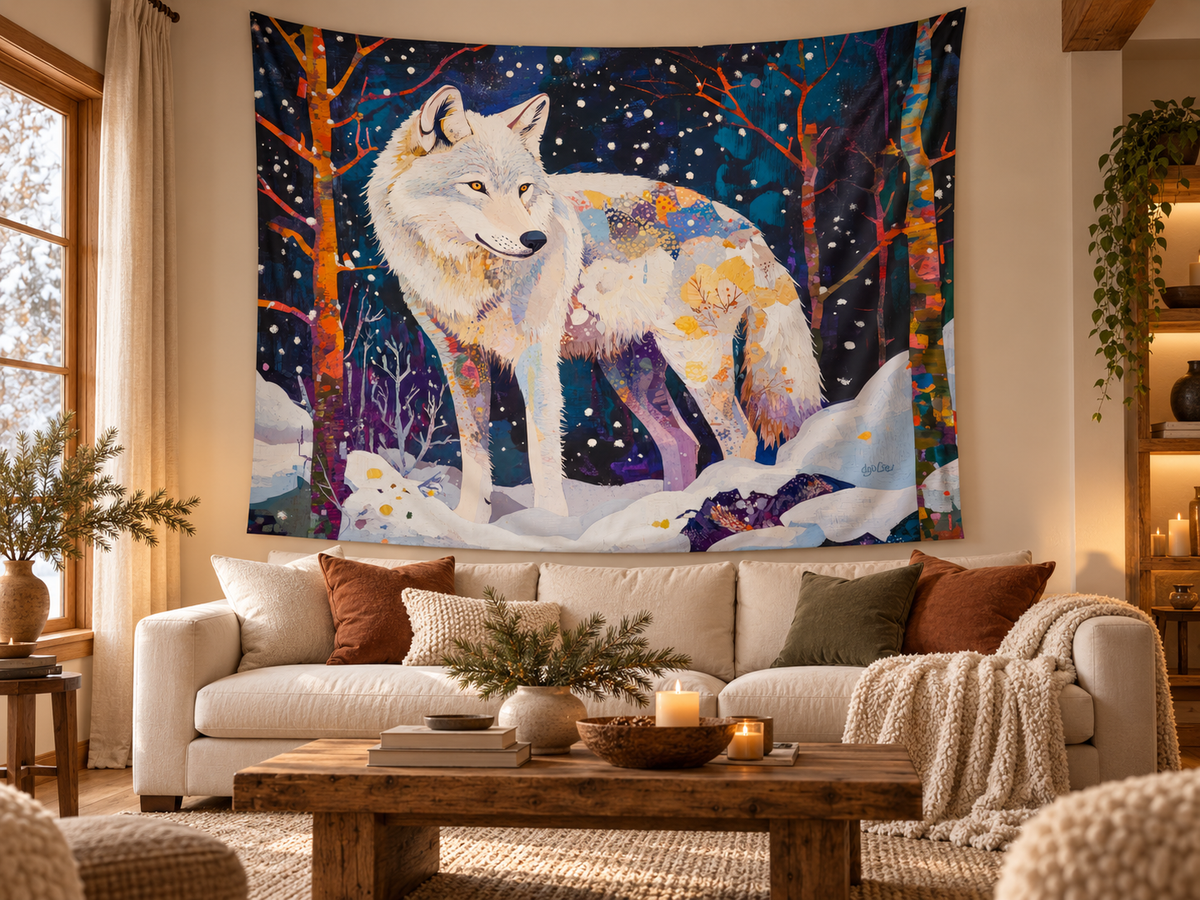 WHITE WOLF - Wall Tapestry