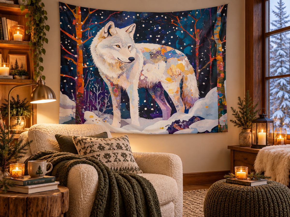 WHITE WOLF - Wall Tapestry